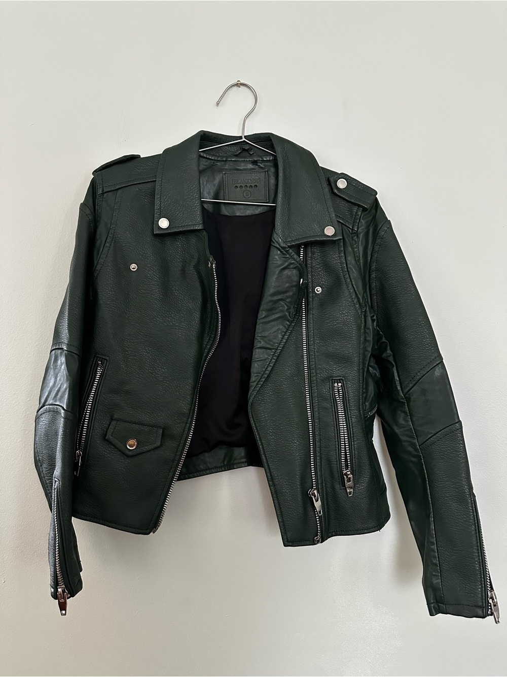 BLANKNYC Black Vegan Leather Moto Biker Jacket Size Small